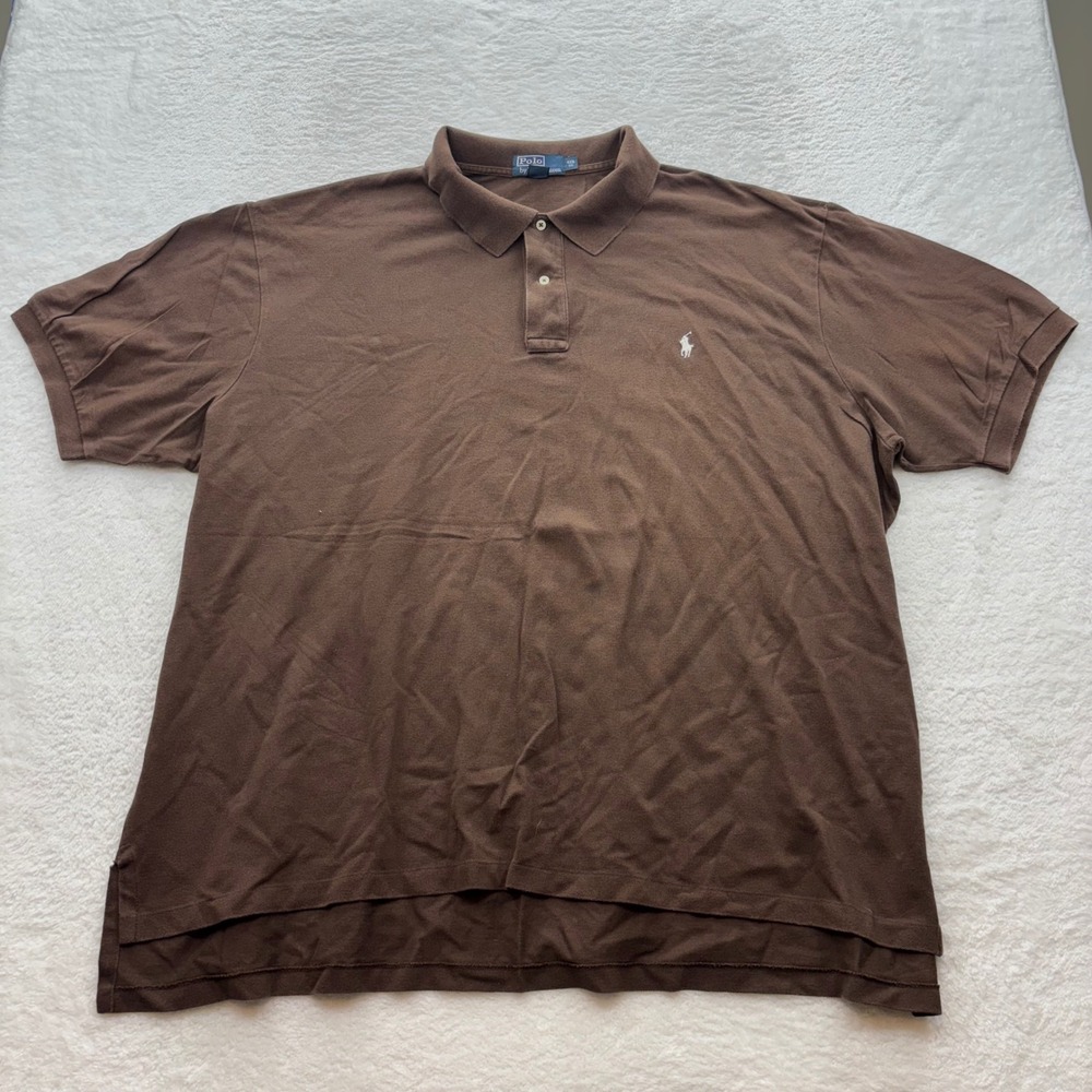 Polo Ralph Lauren Mens 4XB Big & Tall Brown Short Sleeve Cotton Pique Polo Shirt